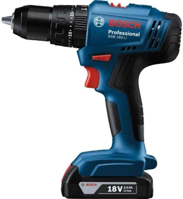 Ударная дрель-шуруповерт Bosch GSB 183-LI, 2Ач,  с двумя аккумуляторами [06019k91f0]