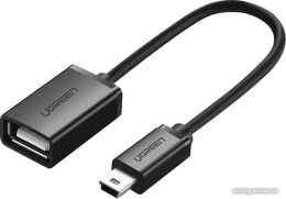 Кабель UGREEN US249 10383 Mini USB 5Pin Male To USB 2.0 A Female OTG Cable. Длина 10 см. Цвет: черный (10383_)