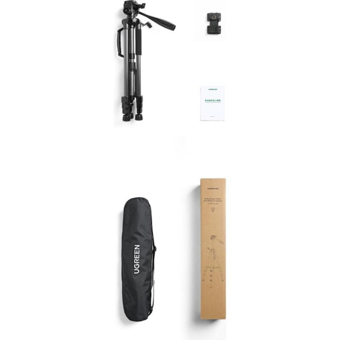 Трипод профессиональный UGREEN LP661 (15187) Professional Tripod for Phone and Camera. Цвет: черный