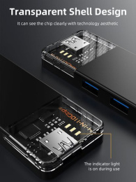 Концентратор CABLETIME CB05B (CT-HUBT5-PB) 4 порта USB-A/C, 10 Гбит/с, 0.2 м, USB-хаб для ноутбука