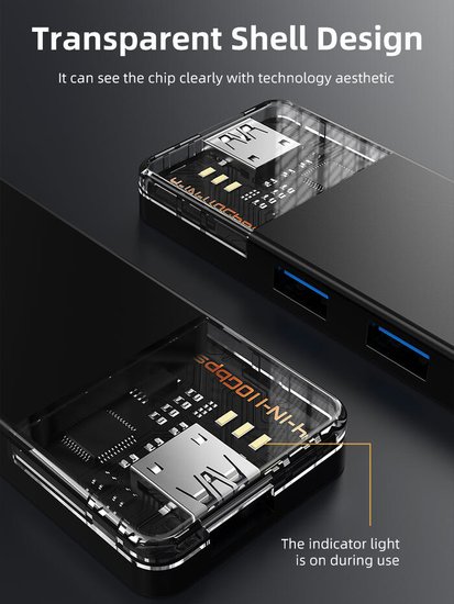 Концентратор CABLETIME CB05B (CT-HUBT5-PB) 4 порта USB-A/C, 10 Гбит/с, 0.2 м, USB-хаб для ноутбука