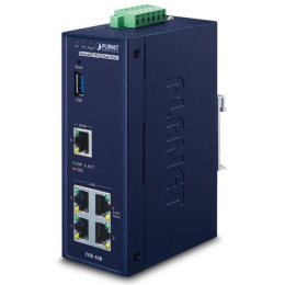 Шлюз PLANET IVR-100 Industrial 5-Port 10/100/1000T VPN Security Gateway: Dual-WAN Failover and Load Balancing, Cyber Security, SPI Firewall, Content Filtering, DoS Attack Prevention, Port Range Forwarding, SSL VPN and robust hybrid VPN IPSec/GRE/PP