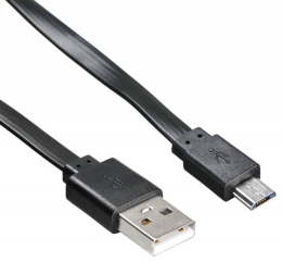 Кабель Buro micro USB m - USB m , 1м, плоский, 2A, черный [bhp microusb 1m flat]