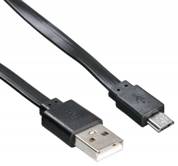 Кабель Buro micro USB m - USB m , 1м, плоский, 2A, черный [bhp microusb 1m flat]