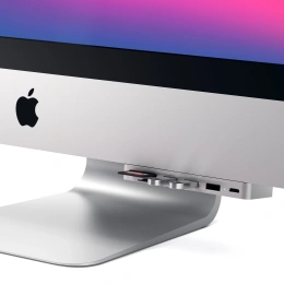 USB-концентратор Satechi Aluminum Type-C Clamp Hub Pro для new 2017 iMac и iMac Pro. Интерфейс USB-C. 3 разъема USB 3.0, 1 разъем USB-C, слоты для карты памяти SD, Micro SD. Цвет серебряный. (ST-TCIMHS)