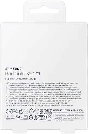 1ТБ Внешний диск SSD Samsung T7 MU-PC1T0T/WW, USB-C, запись - 1000МБ/с, чтение - 1050МБ/с, черный