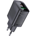 Сетевое зарядное устройство ACEFAST A78 PD20W GaN USB-A+USB-C charger EU - Black AF-A78-BK