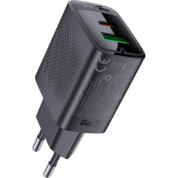 Сетевое зарядное устройство ACEFAST A78 PD20W GaN USB-A+USB-C charger EU - Black AF-A78-BK