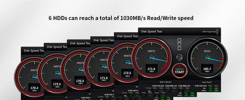 Внешний корпус для жёстких дисков TerraMaster D6-320 DAS tower/JBOD,Single Disk/up to 6 SATA 3,5' or 2,5' /1xUSB3.2 Type-C gen2/1xPS/1YW