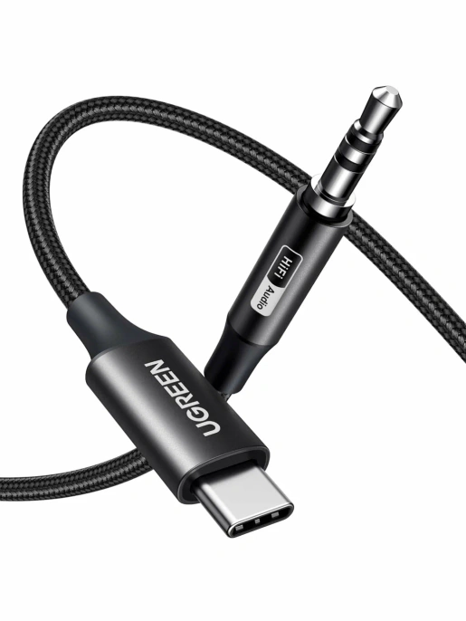 Кабель аудиоадаптер UGREEN CM450 65101 USB-C Male to 3.5mm Male Audio Cable Adapter. Длина: 2м. Цвет: черный