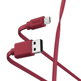 Кабель HAMA micro USB (m) -  USB (m),  1м,  плоский,  красный [00187227]
