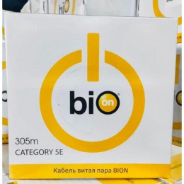 Кабель витая пара Bion BCL-U5440-101 U/UTP, кат.5e, 4x2x0,40мм AWG 26, CCA, одножильный, PVC, для внутренней прокладки, 305м, серый