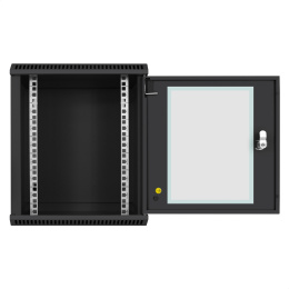 Шкаф телекоммуникационный 10" настенный 9U ExeGate EC-WM-9U.280.G.BLACK (10”, 9U, 350x280x420mm (ШхГхВ), передняя дверь закаленное стекло, пыле- и влагозащита IP23, черный RAL 9004) EX298626RUS