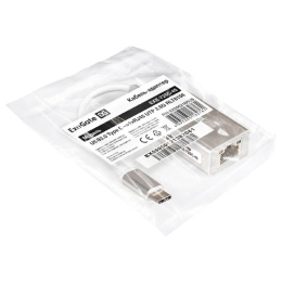 Кабель-адаптер ExeGate EXE-725C-45 (USB3.0 Type C --> 1xRJ45 UTP 100Mbps/1000Mbps/2.5Gbps, Realtek Chipset RTL8156, корпус алюминиевый, серебристый) EX296216RUS
