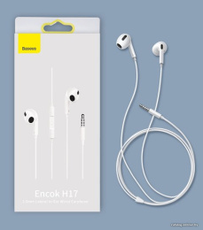 Наушники Baseus NGCR020002 Encok 3.5mm lateral in-ear Wired Earphone H17 White (с микрофоном, вставные, портативные, 20-20000 Гц, кабель 1.1 м)