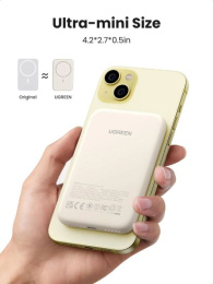 Внешний аккумулятор магнитный UGREEN PB560 25207 5000mAh Magnetic Wireless Power Bank 15W. Цвет: белый