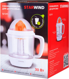 Соковыжималка StarWind SJ1241,  цитрусовая,  белый и прозрачный