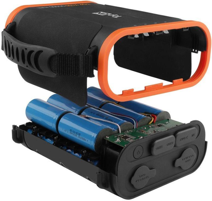 Электростанция портативная TopON TOP-X100 96000mAh 3A QC3.0 3xUSB черный/оранжевый чехол в комплект