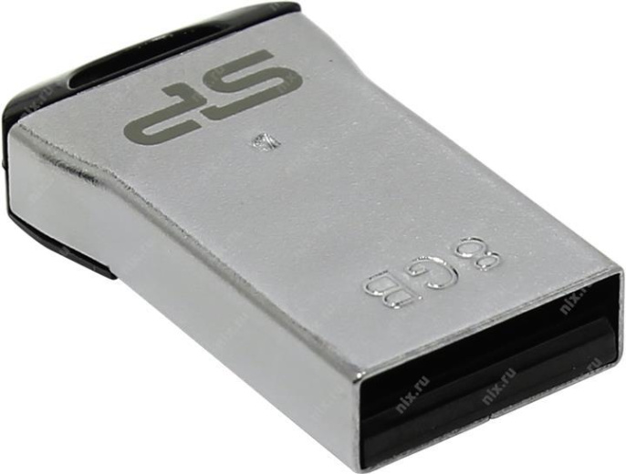 Флешка USB Silicon Power Touch T01 8ГБ, USB2.0, черный и серебристый [sp008gbuf2t01v1k]