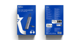 NETAC USB HUB Переходник Netac WF14 WF14GYCN USB Type-A 3.0 x 3, HDMI 4K@30Hz, SDXC, microSDXC, Серебристый