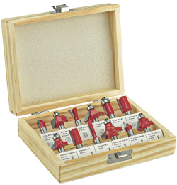 Набор фрез P.I.T. ACTW09-012B по дереву, 12шт, хвостовик 8 мм, деревянный кейс