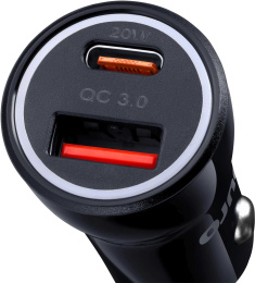 Автомобильное зарядное устройство Buro BUCN1, USB-A, USB-C, 18Вт, 3A, черный [bucn18p110bk]