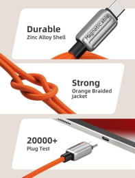 Магнитный кабель USB-C CABLETIME CU08H (CT-CM240-MZB1) 1 м, 480 Мбит/с, 5А/48В, 240Вт, PD 3.1, черный, для быстрого заряда смартфонов и ноутбуков
