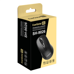 Мышь ExeGate Professional Standard SH-9026 USB, оптическая, 1000dpi, 3D, 3 кнопки и колесо прокрутки, длина кабеля 1,35м, черная, Color Box EX264099RUS