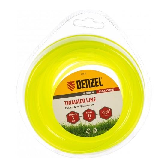 Denzel Леска для триммера звезда 3 мм х 15 м, блистер FLEX CORD [96113]