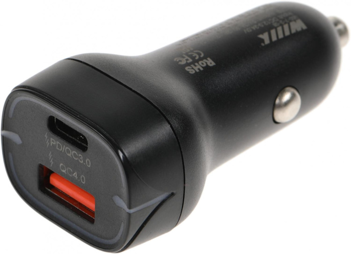 Автомобильное зар./устр. Wiiix UCC-7-2-08 3A+2A PD+QC USB-C/USB-A универсальное черный