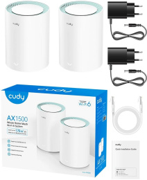 Бесшовный Mesh роутер Cudy M1500 (M1500(2-PACK)) AX1500 10/100/1000BASE-TX белый (упак.:2шт)