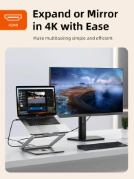 Подставка CABLETIME CS51S (CT-LSH01-AS) для ноутбука с вращением на 360° и концентратором 6-в-1