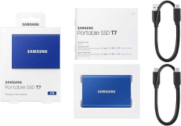 Внешний накопитель Samsung T7 2TB MU-PC2T0H/WW (синий) USB-C, запись - 1000МБ/с, чтение - 1050МБ/с