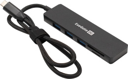 Док-станция 4-в-1 ExeGate DUB-2213C/CR кабель-адаптер USB Type-C -- 2xUSB2.0+ 1xUSB3.0+Card Reader, Plug&Play, корпус алюминиевый, черный EX297632RUS