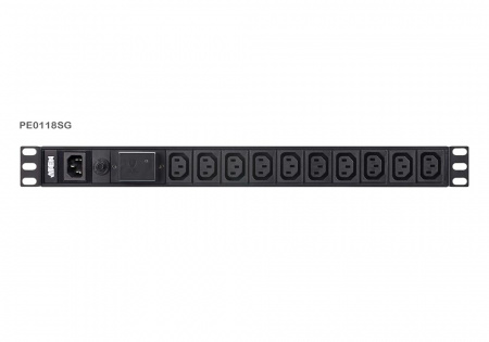 ATEN PE0118SG-AT-G Устройство распределения питания, без управления, 10A, 2.4kW, 18 портов, 1 банк, без IP доступа, ввод IEC320 C14, 18*C13;без шнуров