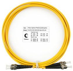 Оптический патч-корд duplex ST-ST 9/125 SM Cabeus FOP(d)-9-ST-ST-2m 2 метра желтый LSZH