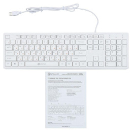 Клавиатура Оклик 500M белый USB slim Multimedia (1061586) кабель 1.5м
