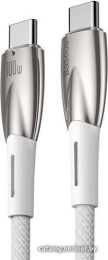 Кабель Baseus CADH000702 Glimmer Series Fast Charging Data Cable Type-C to Type-C 100W 1m White (передача данных, питание устройств, скорость передачи: 480Mbps, материал: цинковый сплав, нейлон)