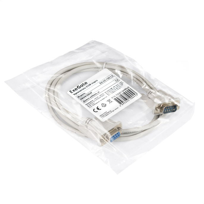 Удлинитель COM порта ExeGate EX-CC-133-1.5 (DB9M/DB9F, 1,5м) EX301342RUS