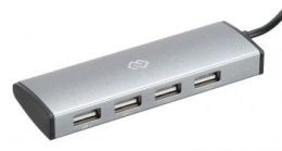Хаб разветвитель Digma HUB-4U2.0-UC-DS, серебристый