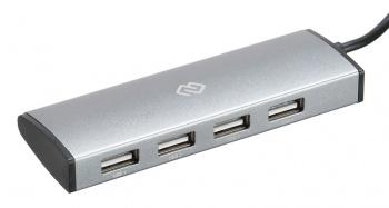 Хаб разветвитель Digma HUB-4U2.0-UC-DS, серебристый