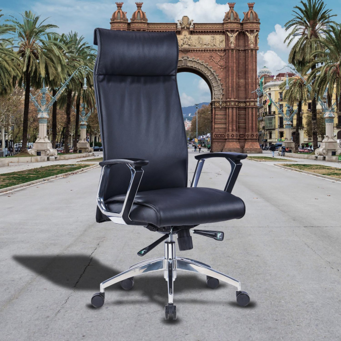 Кресло руководителя Cactus CS-LBK-BARSELONA, кожа, до 120кг, черный