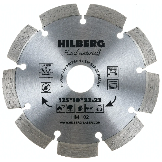 Диск алмазный отрезной Hilberg 125x22.23 Hard Materials Laser HM102
