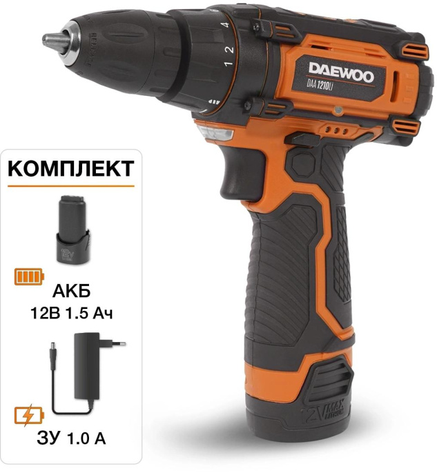 Дрель-шуруповерт Daewoo DAA 1210Li аккум. патрон:быстрозажимной