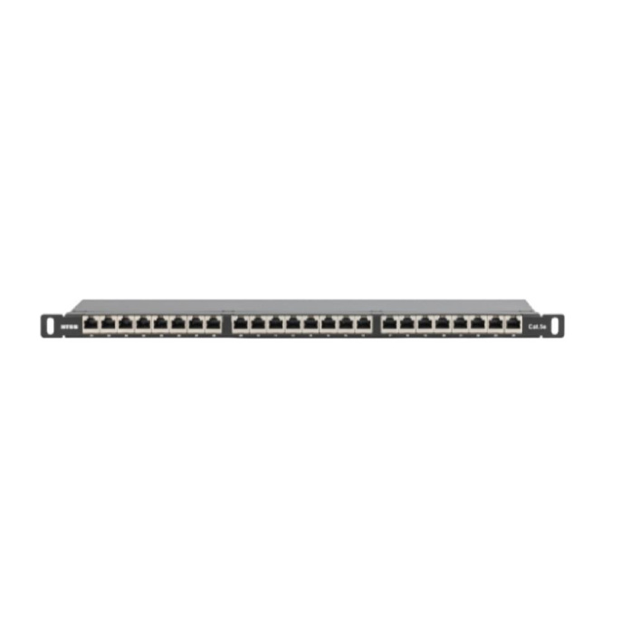 NTSS Патч-панель NTSS PREMIUM 0.5U 24 порта RJ45 FTP cat.5e, Krone IDC с задним кабельным органайзером NTSS-PP2-PM-0.5U-24-FTP-RJ45-5e-K