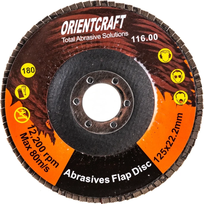 Диск лепестковый торцевой по металлу (10 шт; 125x22.2 мм; P180) Orientcraft OCF12522180