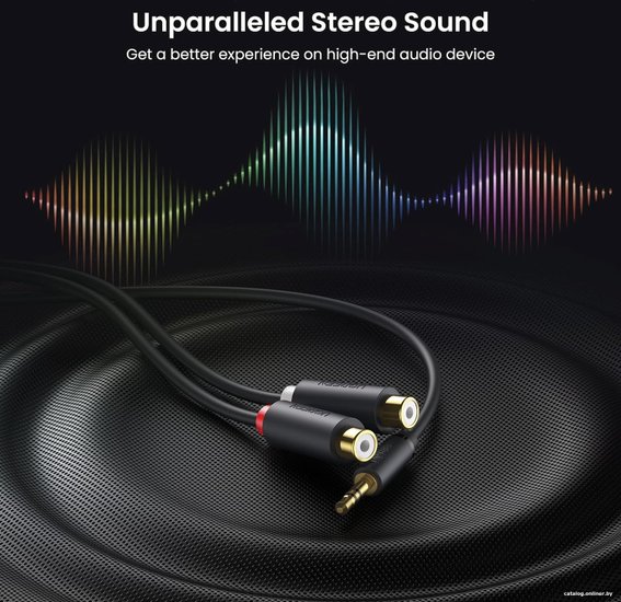 Кабель UGREEN AV109 10547 3.5mm Male to 2RCA Female Cable . Длина: 25 см. Цвет: серый (10547_)