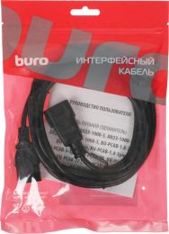 Кабель-удлинитель питания Buro IEC C13 (прямой) -  IEC C14 (прямой),  3x0.35 мм2,  3м,  пакет,  черный [an23-1008-3]