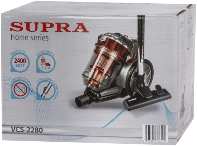 Пылесос Supra VCS-2280 2400Вт красный/серый