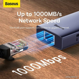 Хаб Baseus BS-OH109 UltraJoy Series 4 порта (Type-C to USB3.0*3+RJ45*1) Space Grey (B0005280A813-00)